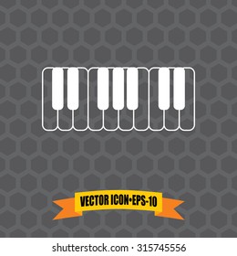 Vector Icon of Piano Keys on Dark Gray Background. Eps.10.