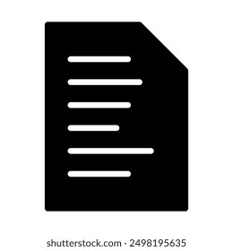 Vector icon of a piece of paper, symbol of a piece of paper with writing and folded flat design.