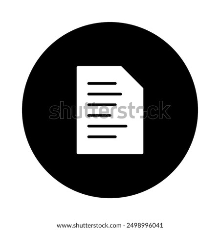 Vector icon of a piece of paper, white color design with black color circle background.