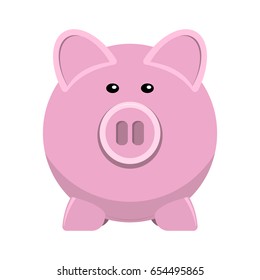 vector icon of pig bank, save money in piggy bank flat illustration