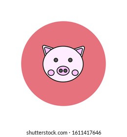 vector icon of piggy face formed with simple shapes