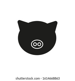 vector icon of piggy face formed with simple shapes