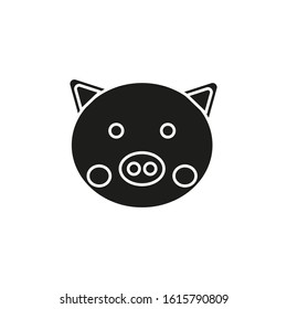 vector icon of piggy face formed with simple shapes