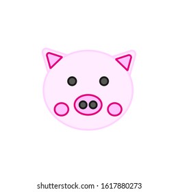 vector icon of piggy face formed with simple shapes