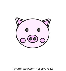 vector icon of piggy face formed with simple shapes
