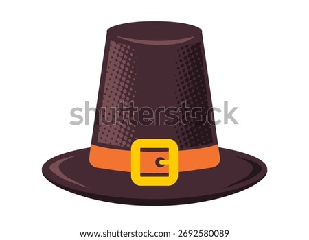 Vector icon of pilgrim hat for Thanksgiving. Retro pilgrim hat.