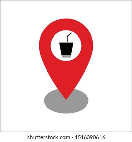 vector icon pin map location of bars, drinks, coffee