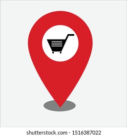 Vector icon pin map of shopping, trade, shooping and e-commerce locations