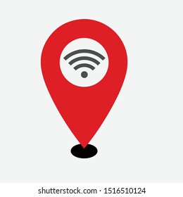 Vector icon of pin map of WiFi internet location