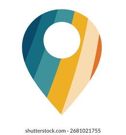 Ícone de vetor de um pino em um mapa. Símbolo de localização. Sinal de mapa azul e marrom de gradação abstrata. Ilustração de estoque