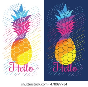 vector icon pineapple. in watercolor style. hand-drawn pineapple. graphics for t-shirts.print for boy or girl