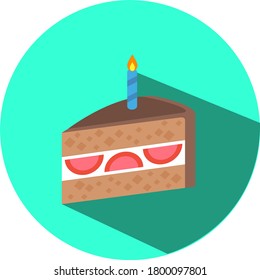 Vector icon with pink and brown cake. Cute vector icon. Cake icon. Birthday icon. Celebration sign. Vector sign/symbol. Vector illustration.
