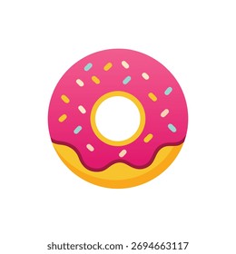 Icono de Vector de rosquilla rosa sobre fondo blanco