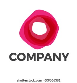 Vector icon pink flower in abstract shape
