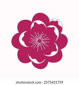 Vector icon: Pink Flower With a Red Center on a White Background.