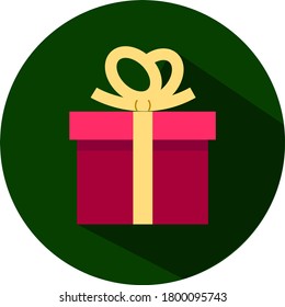 Vector icon with pink gift. Cute vector icon. Gift icon. Birthday icon. Christmas sign. Present symbol. Vector sign/symbol. Vector illustration.