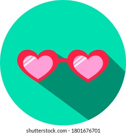 Vector icon with pink glasses. Cute vector icon. Glasses icon. Valentine icon. Celebration sign. Vector sign/symbol. Vector illustration.