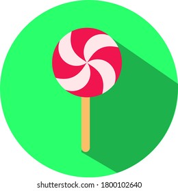 Vector icon with pink lollipop. Cute vector icon. Candy icon. Birthday icon. Celebration sign. Vector sign/symbol. Vector illustration.