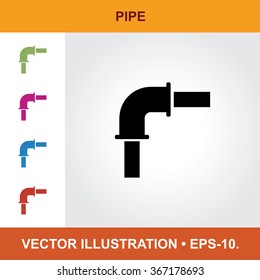 Vector Icon Of Pipe With Title & Small Multicolored Icons. Eps-10.