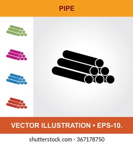 Vector Icon Of Pipe With Title & Small Multicolored Icons. Eps-10.