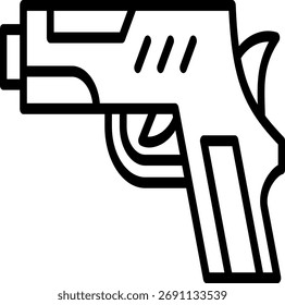 Ein Vektorsymbol einer Pistole, das Autorität, Abschreckung und die Ausrüstung darstellt, die von Militär- und Polizeipersonal getragen wird.