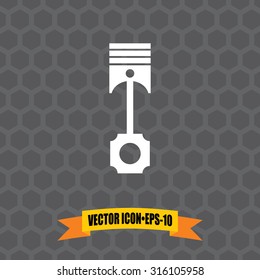 Vector Icon of Piston on Dark Gray Background. Eps.10.