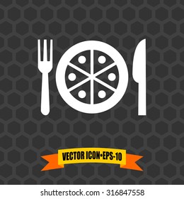 Vector Icon of Pizza on Dark Gray Background. Eps.10.