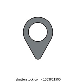 Vector icon of placemarker map pointer. Black outlines and colored.