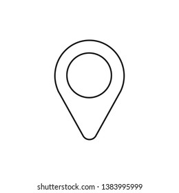 Vector icon of placemarker map pointer. Black outlines.