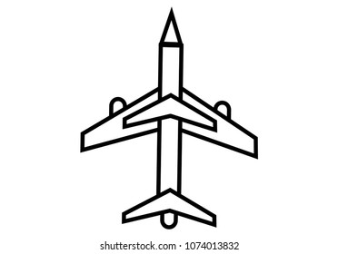vector icon a plane.background white.black line.use as logo.