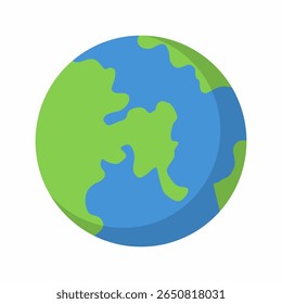 Vector icon of Planet Earth. Planet Earth or globe with oceans in flat design on white background.