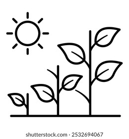 Vector icon of Plant Growth. This icon shows a sprouting plant, representing growth and agriculture. Suitable for agricultural topics, sustainability, and environmental care.