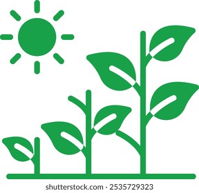 Ícone de vetor de Crescimento de Plantas. Este ícone ilustra o crescimento de uma planta, simbolizando o crescimento, a natureza e a importância de cultivar plantas.