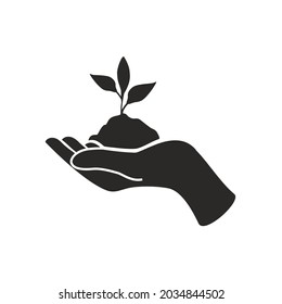 Planta de iconos vectores en mano aislada en fondo blanco.