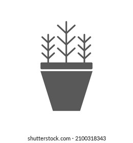 icono vectorial de una planta en una olla sobre fondo blanco.