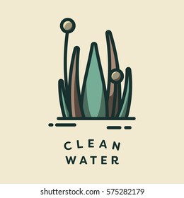Vector icon of plants with text clean water