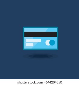 Vector icon plastic bank card izolated Illustration of a plastic credit card blue color