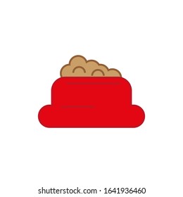 vector icon, plate with dog food
