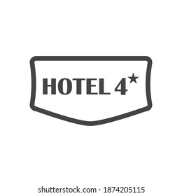 Vektorsymbol des Hotels Vier Sterne auf weißem, isoliertem Hintergrund.