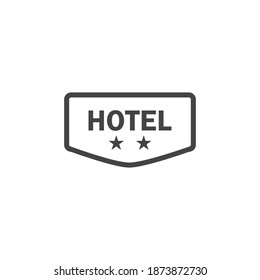 El hotel de dos estrellas en fondo blanco aislado es un icono vectorial.