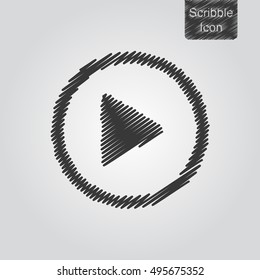 Vector icon of play button. Player icon in scribble style. Flat design sstyle. EPS 10
