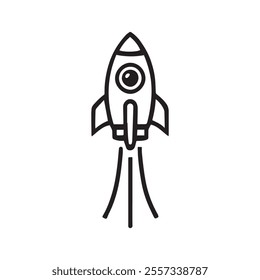 Vector icon of a playful rocket launching with a fork and spoon design, symbolizing food delivery or culinary adventure. Perfect for restaurant apps, food startups, or delivery services

