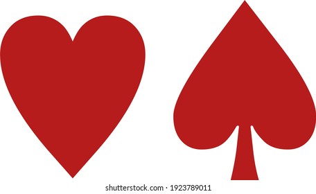 Vector icon of playing card signs, hearts and diamonds