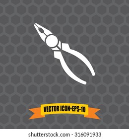Vector Icon of Pliers on Dark Gray Background. Eps.10.