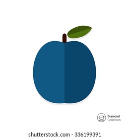 Vector icon of plum fruit with leaf