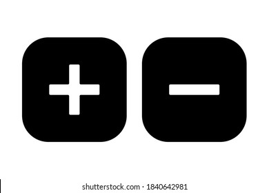 Vector icon plus and minus. Icon plus and minus isolated on a white background. A set of plus and minus icons.