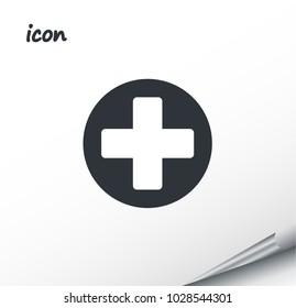 vector icon plus on a wrapped silver sheet