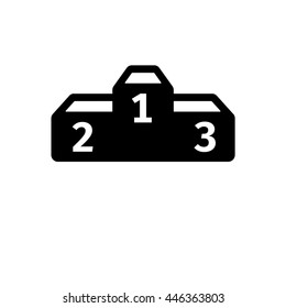 Vector icon Podium winners. Flat design with long shadow and space for your text. Illustration.