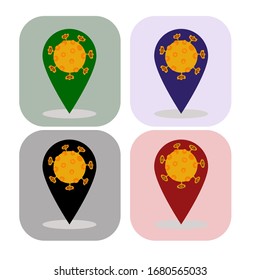 vector icon pointer position corona area on map idea concept for mapping and showing danger zone