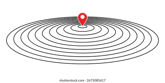 Icono de Vector de la mano que apunta con la señal de la ubicación, que simboliza GPS, navegación, y dirección